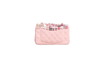 CHANEL CLASSIC ENAMEL SYMBOL CHARM JEWELED FLAP EMBROIDERED LIGHT PINK