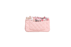 CHANEL CLASSIC ENAMEL SYMBOL CHARM JEWELED FLAP EMBROIDERED LIGHT PINK
