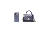 CHANEL MINI COCO TOP HANDLE CAVIAR NAVY GOLD HDWR