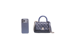 CHANEL MINI COCO TOP HANDLE CAVIAR NAVY GOLD HDWR