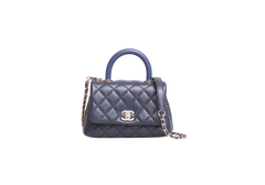 CHANEL MINI COCO TOP HANDLE CAVIAR NAVY GOLD HDWR