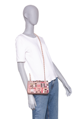 CHANEL CLASSIC ENAMEL SYMBOL CHARM JEWELED FLAP EMBROIDERED LIGHT PINK