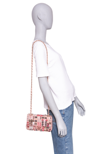 CHANEL CLASSIC ENAMEL SYMBOL CHARM JEWELED FLAP EMBROIDERED LIGHT PINK