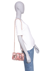 CHANEL CLASSIC ENAMEL SYMBOL CHARM JEWELED FLAP EMBROIDERED LIGHT PINK