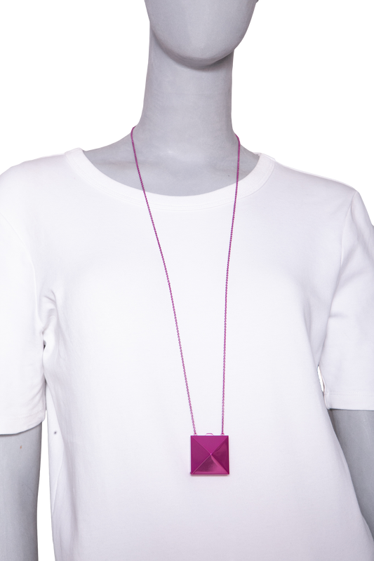 VALENTINO NECKLACE ROCKSTUD MIRROR BOX PENDANT PINK