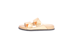VALENTINO SLIDE ONE STUD LEATHER METALLIC GOLD - 38 BR