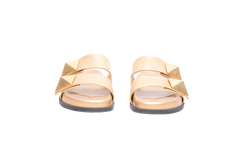 VALENTINO SLIDE ONE STUD LEATHER METALLIC GOLD - 38 BR