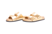 VALENTINO SLIDE ONE STUD LEATHER METALLIC GOLD - 38 BR