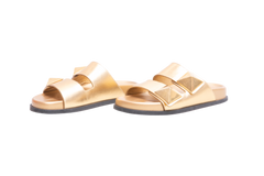 VALENTINO SLIDE ONE STUD LEATHER METALLIC GOLD - 38 BR