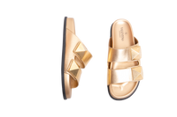VALENTINO SLIDE ONE STUD LEATHER METALLIC GOLD - 38 BR