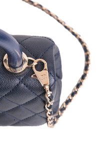 CHANEL MINI COCO TOP HANDLE CAVIAR NAVY GOLD HDWR