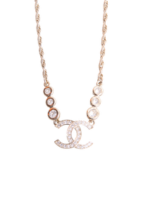 CHANEL NECKLACE CC CRYSTAL STRASS GOLD