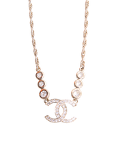 CHANEL NECKLACE CC CRYSTAL STRASS GOLD