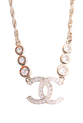 CHANEL NECKLACE CC CRYSTAL STRASS GOLD