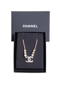 CHANEL NECKLACE CC CRYSTAL STRASS GOLD