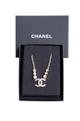 CHANEL NECKLACE CC CRYSTAL STRASS GOLD