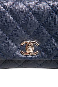 CHANEL MINI COCO TOP HANDLE CAVIAR NAVY GOLD HDWR