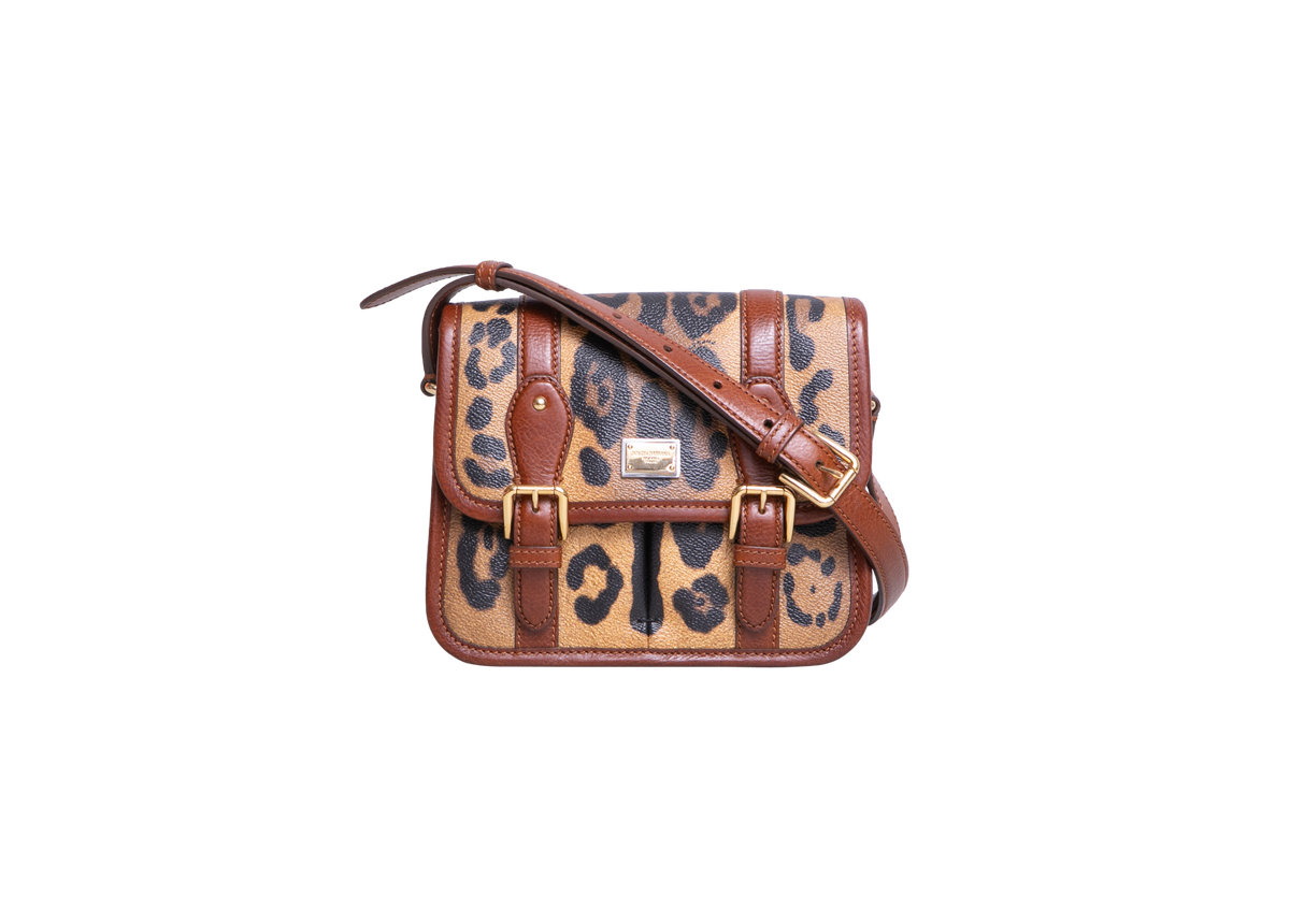 D&G CRESPO SMALL LEOPARD PRINT BROWN/BLACK