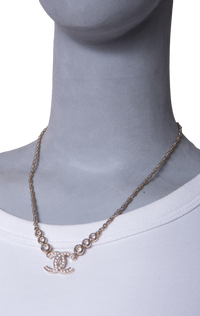 CHANEL NECKLACE CC CRYSTAL STRASS GOLD
