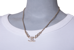 CHANEL NECKLACE CC CRYSTAL STRASS GOLD