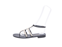 CHANEL THONG SANDALS GOATSKIN PEARL BLACK - 36 BR