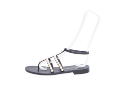 CHANEL THONG SANDALS GOATSKIN PEARL BLACK - 36 BR