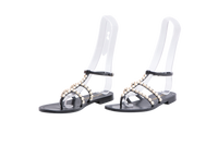 CHANEL THONG SANDALS GOATSKIN PEARL BLACK - 36 BR