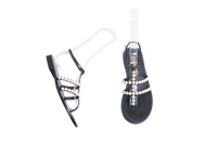 CHANEL THONG SANDALS GOATSKIN PEARL BLACK - 36 BR