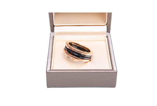 BVLGARI RING B.ZERO 1 IN BLACK CERAMIC AND ROSE GOLD