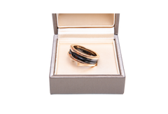 BVLGARI RING B.ZERO 1 IN BLACK CERAMIC AND ROSE GOLD