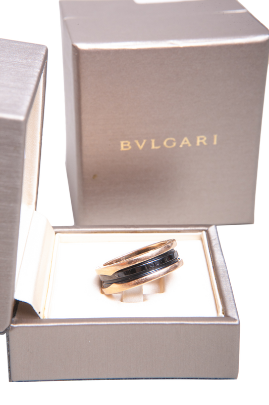 BVLGARI RING B.ZERO 1 IN BLACK CERAMIC AND ROSE GOLD