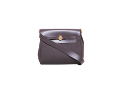 HERMÈS HERBAG RETOURNE 20 MILITARY TOILE VACHE HUNTER ÉBÉNE - GOLD HDWR