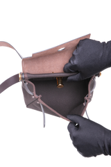 HERMÈS HERBAG RETOURNE 20 MILITARY TOILE VACHE HUNTER ÉBÉNE - GOLD HDWR