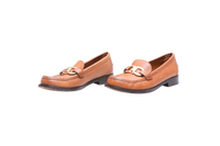 FERRAGAMO MARYAN LOAFER GANCINI LEATHER CARAMEL - 35 BR