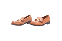 FERRAGAMO MARYAN LOAFER GANCINI LEATHER CARAMEL - 35 BR