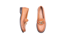 FERRAGAMO MARYAN LOAFER GANCINI LEATHER CARAMEL - 35 BR
