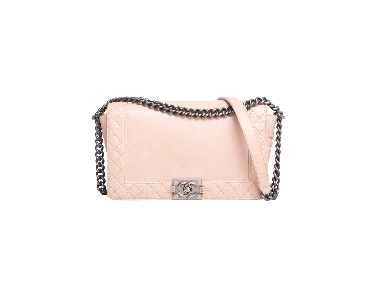 CHANEL BOY NEW MEDIUM REVERSO BLUSH SILVER HDWR