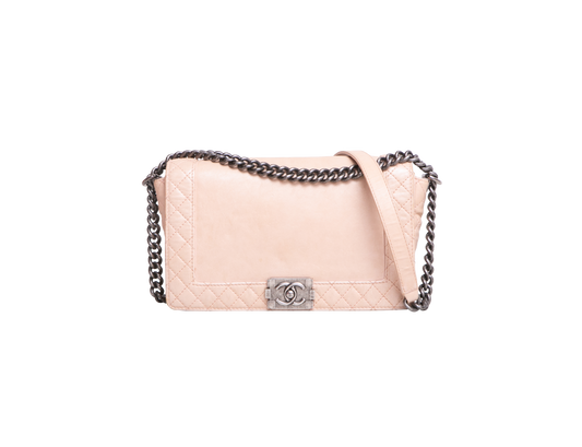 CHANEL BOY NEW MEDIUM REVERSO BLUSH SILVER HDWR