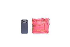 CHANEL 22 MINI HANDBAG SHINY CALFSKIN &  GOLD-TONE METAL PINK