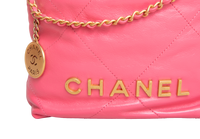 CHANEL 22 MINI HANDBAG SHINY CALFSKIN &  GOLD-TONE METAL PINK