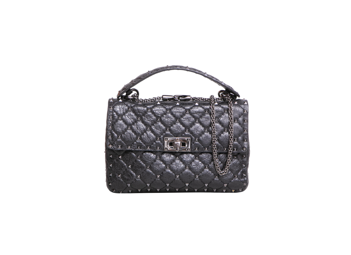 VALENTINO ROCKSTUD SPIKE MEDIUM LEATHER BLACK