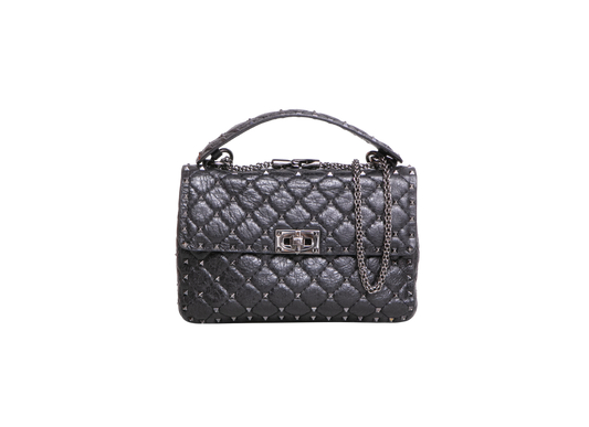 VALENTINO ROCKSTUD SPIKE MEDIUM LEATHER BLACK