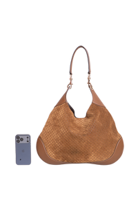 GUCCI B LARGE GG SUEDE BROWN