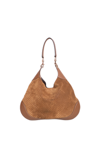 GUCCI B LARGE GG SUEDE BROWN