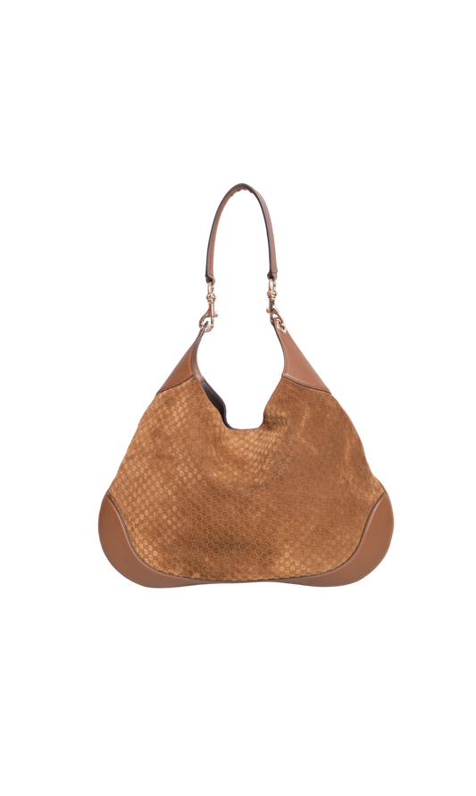 GUCCI B LARGE GG SUEDE BROWN