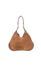 GUCCI B LARGE GG SUEDE BROWN