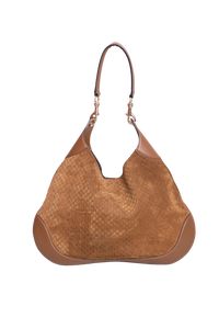 GUCCI B LARGE GG SUEDE BROWN
