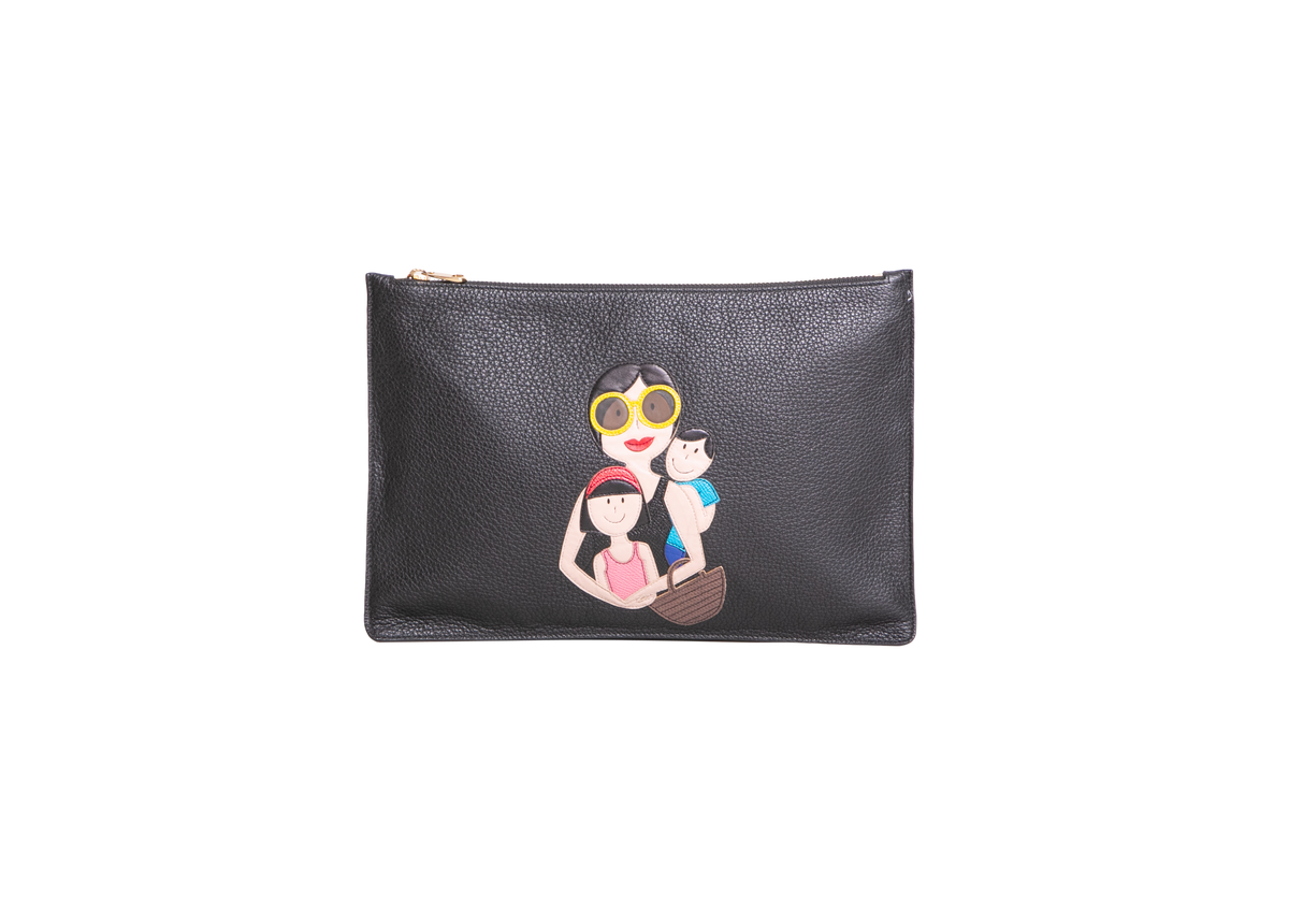 D&G FAMILY PATCH ZIP POUCH