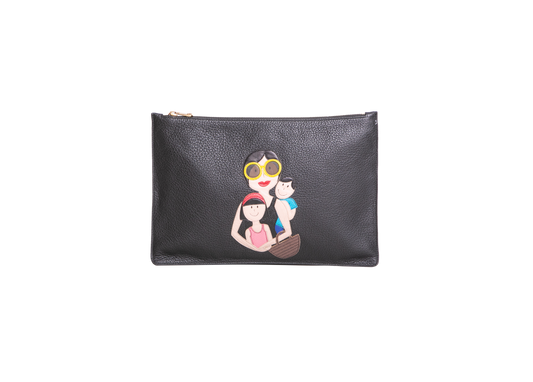 D&G FAMILY PATCH ZIP POUCH