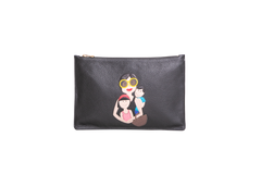 D&G FAMILY PATCH ZIP POUCH